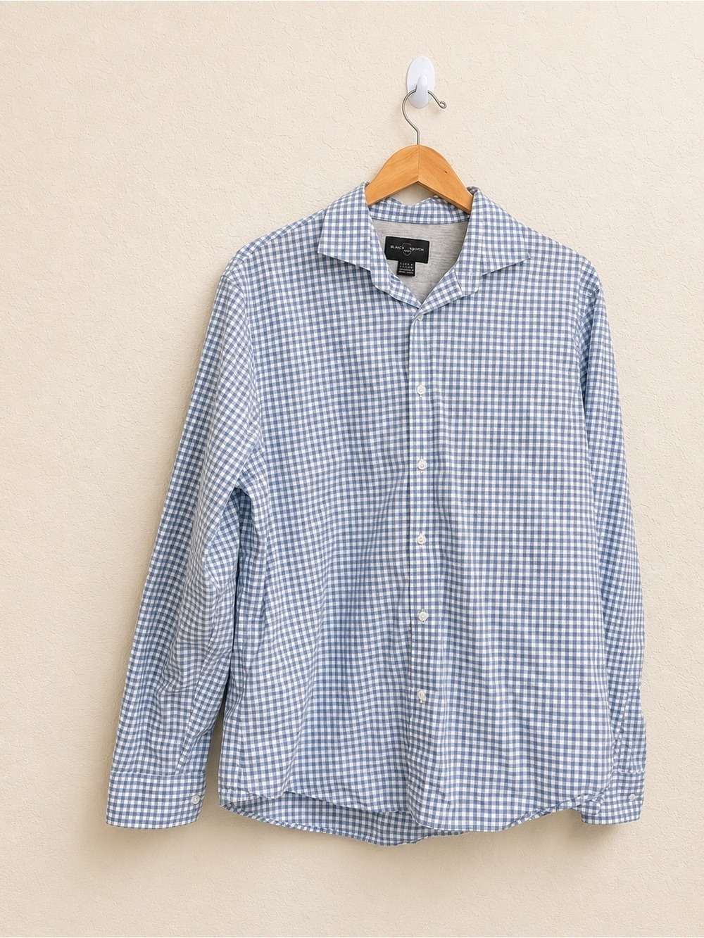 Black Brown 1826 Blue White Gingham  Button Front Shirt Men’s XL 17.5”